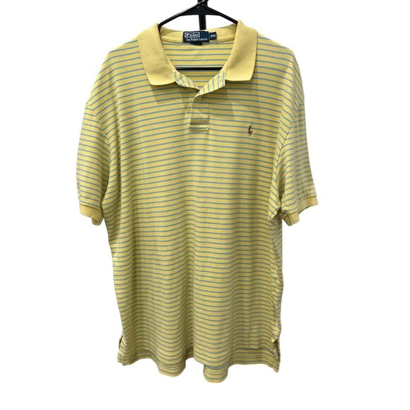 Polo Ralph Lauren Me’s Yellow Blue Striped Polo Shirt Sz XXL - Picture 1 of 8